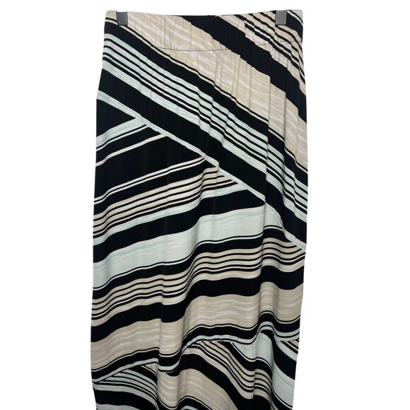 Chicos Black Tan Striped Pull On Maxi Skirt Size 0 (S) Fall Casual - Picture 10 of 14